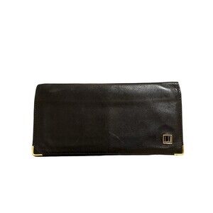 Dunhill Black Oxford Leather Bifold Long Wallet Made in France